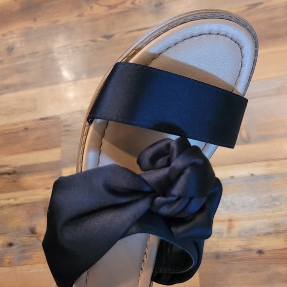 CALL IT SPRING Satin Black Ribbon Slide Sandals, Size 7 - Picture 7 of 15